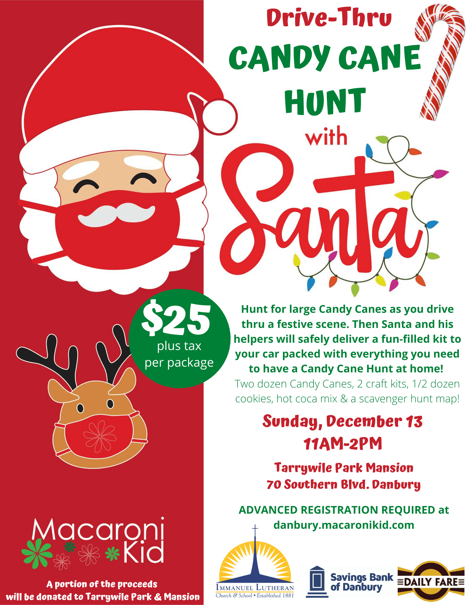 DRIVE-BY Candy Cane Hunt Flyer FINAL poster with santa candy canes and information